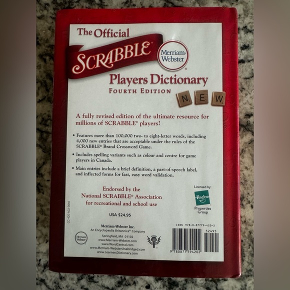 Merriam Webster Official Scrabble Players Dictionary Fourth Edition - Picture 2 of 16